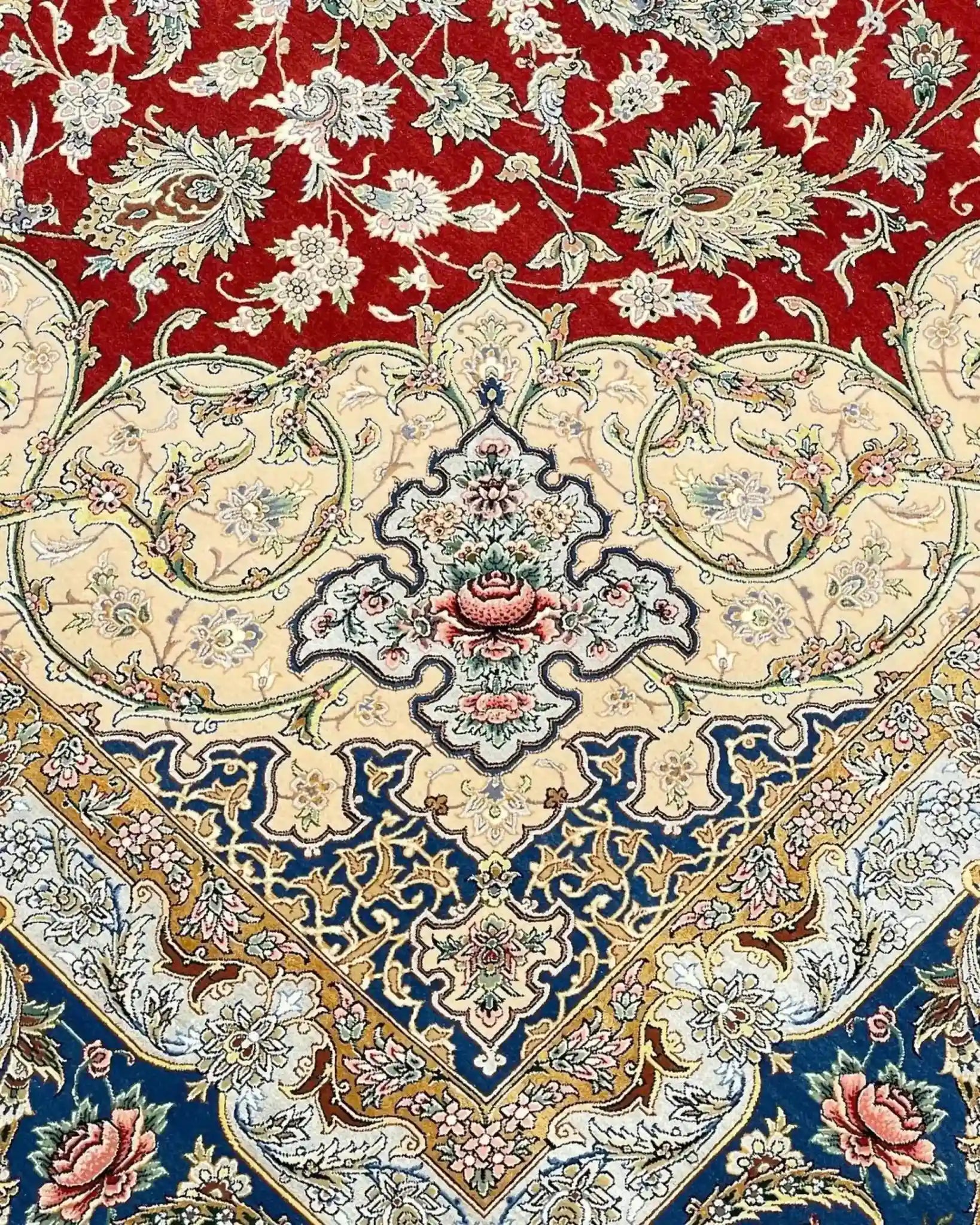 "High-Density Persian Rug, Hand-Knotted Silk and Wool, 350 cm x 250 cm"